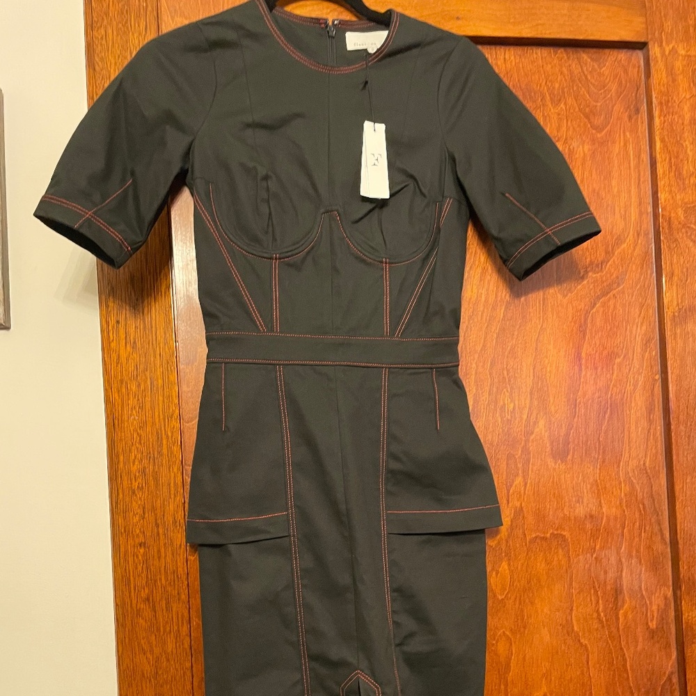 Fleur du Mal Topstitch Corset Denim Dress, new with tags